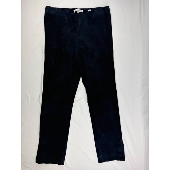 Vince Pants - Vince Stretch Lamb Suede Split Hem Crop Pant in Navy Size M $1250